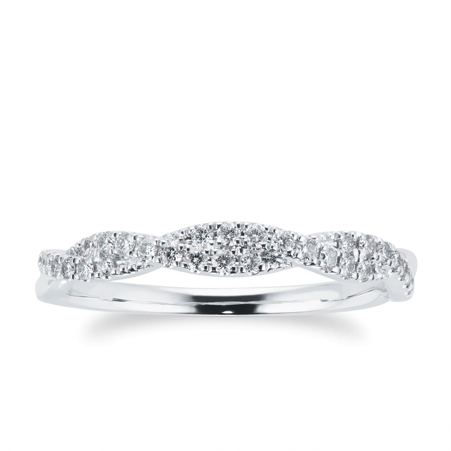 18ct White Gold 0.20ct Diamond Twist Eternity Ring - imagine 4