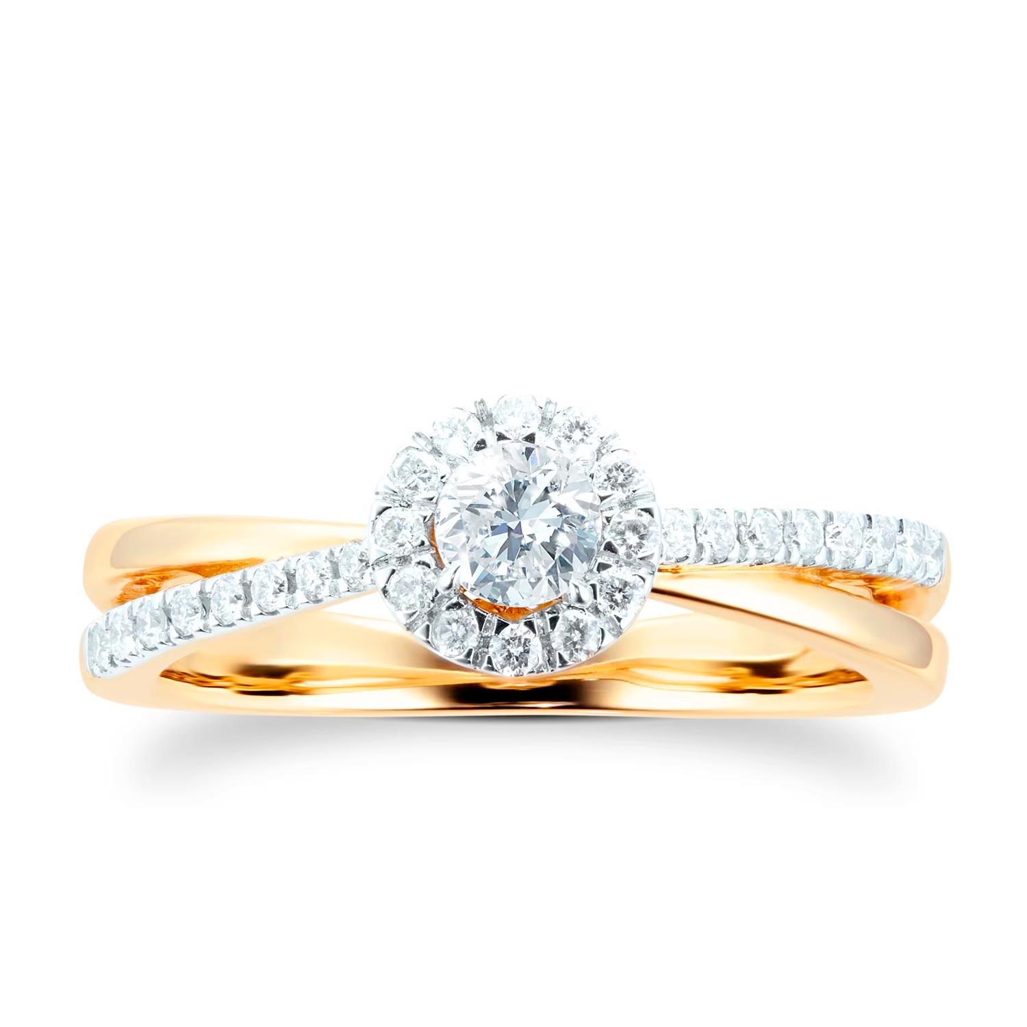 18ct Yellow Gold 0.40ct Round Halo Engagement Ring - imagine 4
