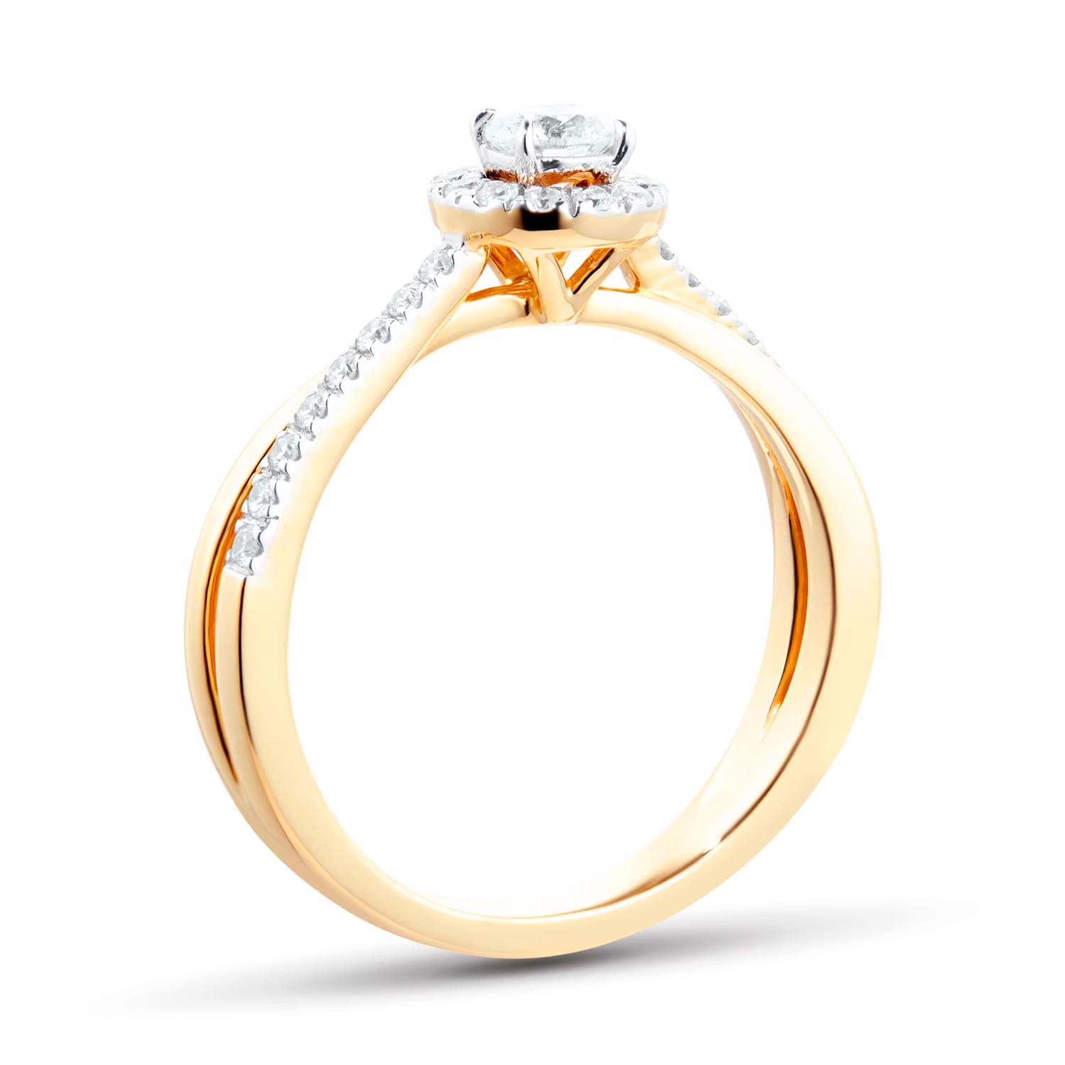 18ct Yellow Gold 0.40ct Round Halo Engagement Ring - imagine 3