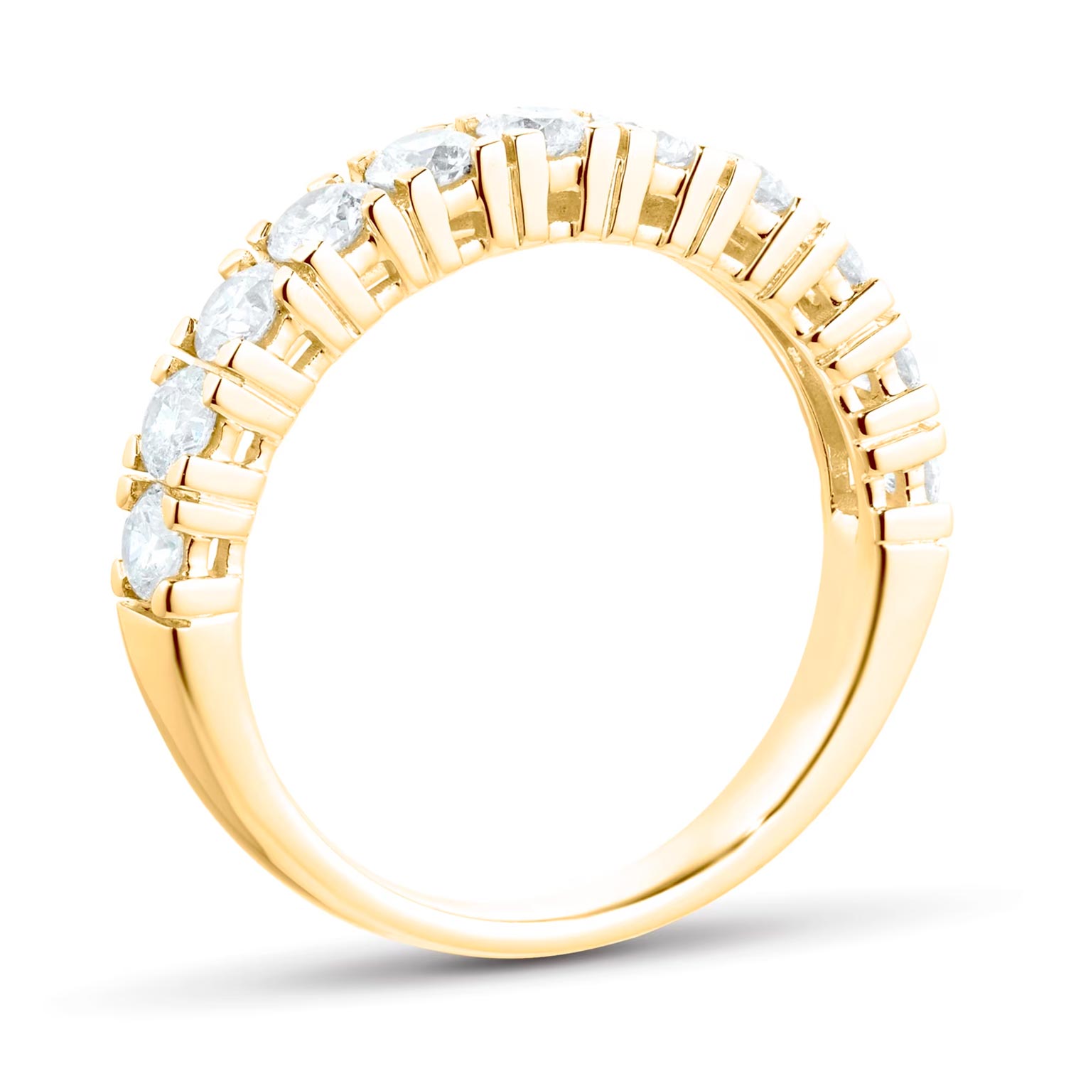 18ct Yellow Gold 1.00ct Claw Set Half Eternity Ring - imagine 3